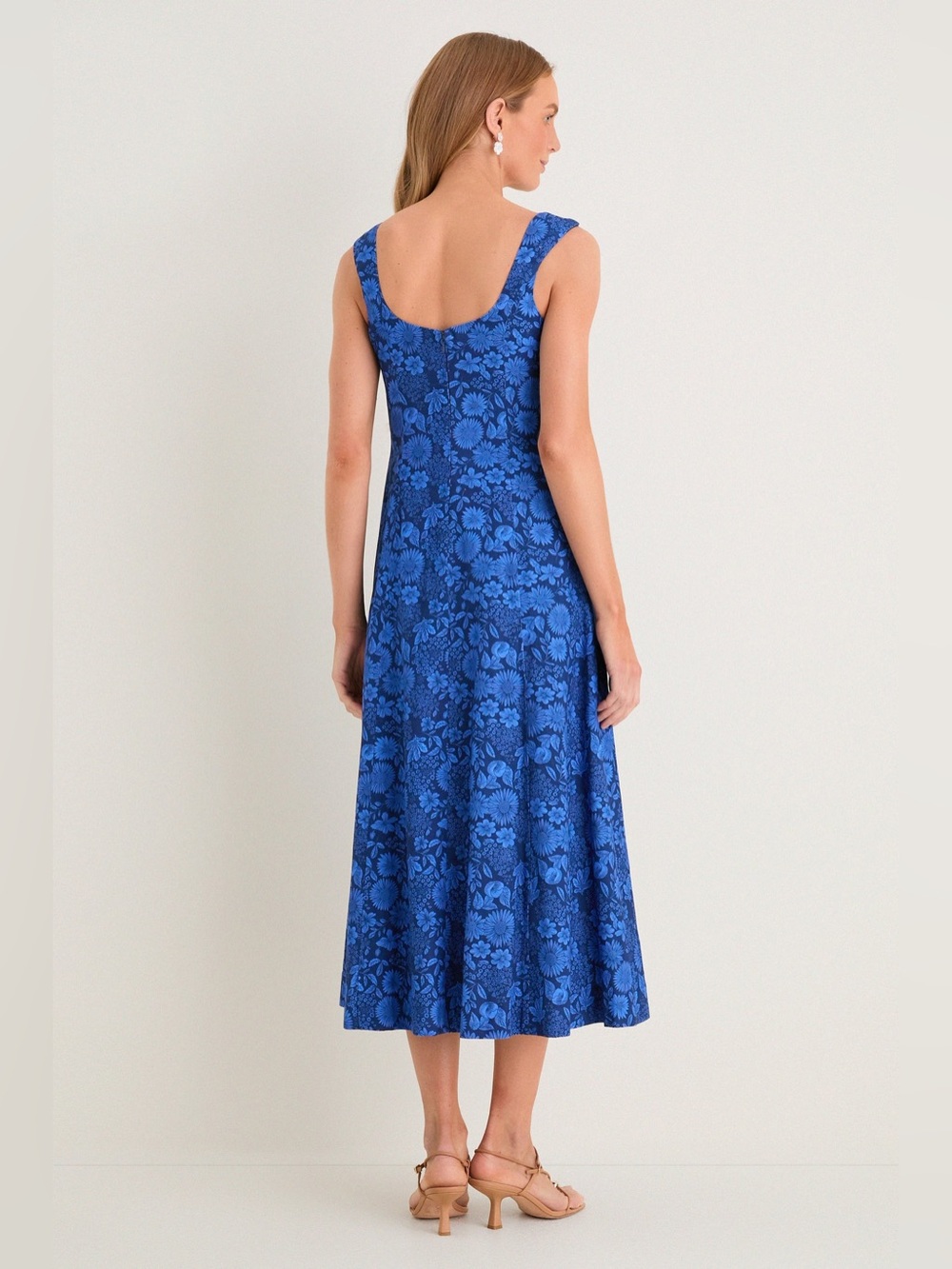 Hyacinth House Cobalt Blue Dahlia Floral Catie Dress SzXL New - Picture 4 of 10